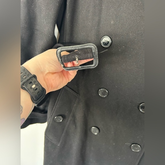 Burberry Black Trench Coat Wool Cashmere Size 10 - Picture 5 of 16